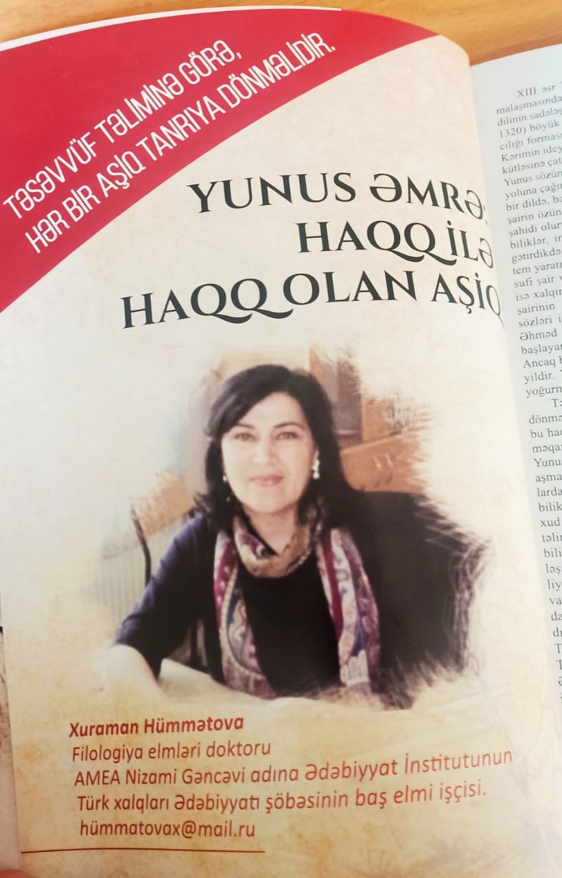 Xuraman Hümmətovanın Yunus Əmrəyə həsr olunan məqaləsi Carçı Express jurnalında dərc olunub 